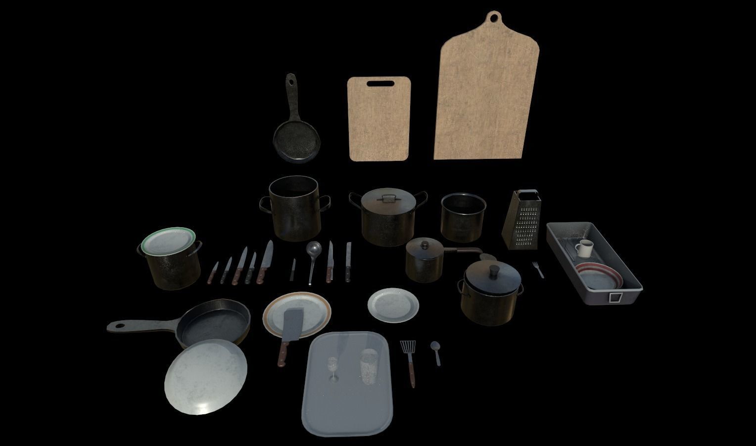 Horror House  and  Furniture Pack Low-poly 3D model_31