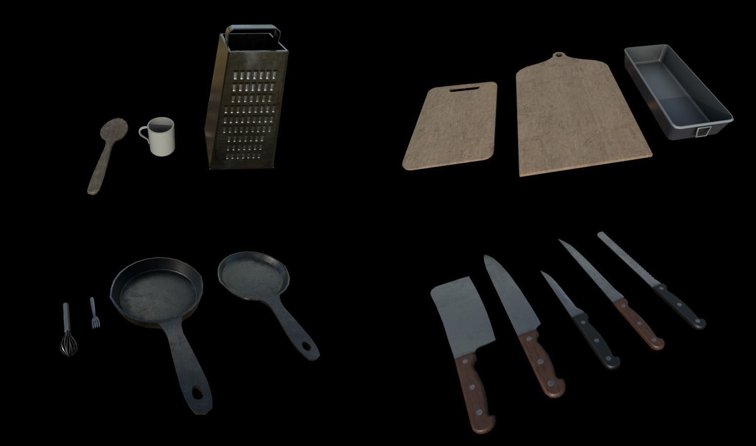 Horror House  and  Furniture Pack Low-poly 3D model_11