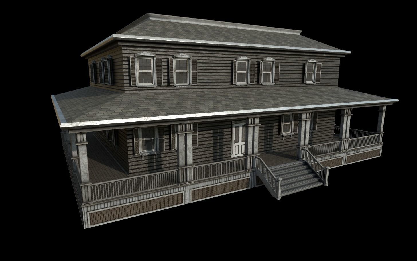Horror House  and  Furniture Pack Low-poly 3D model_10