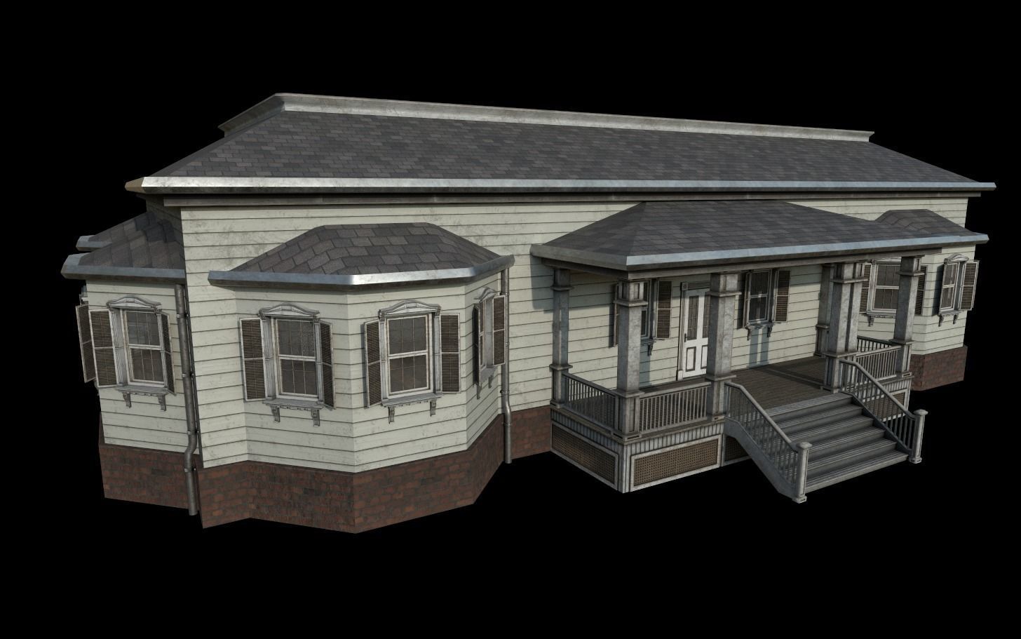 Horror House  and  Furniture Pack Low-poly 3D model_8