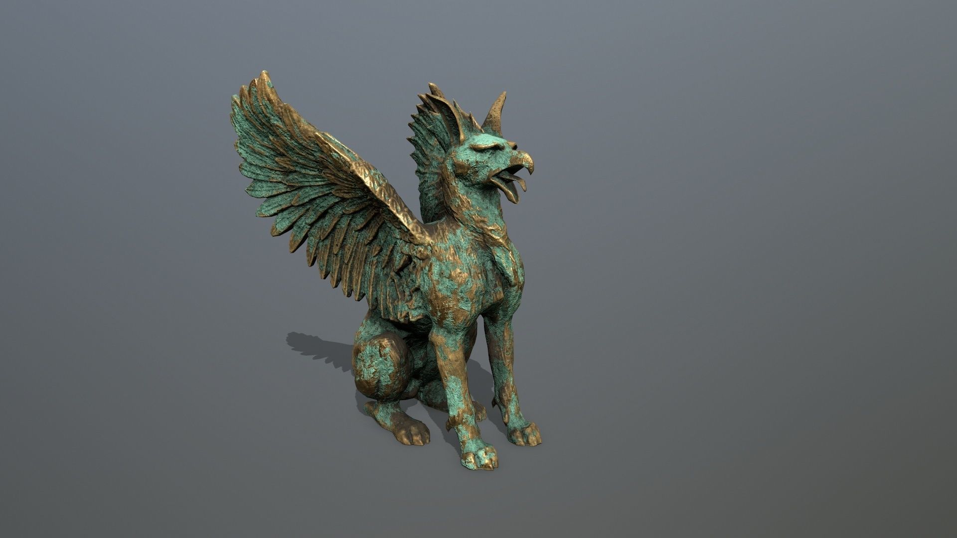 Statue Creature Low-poly 3D model_4