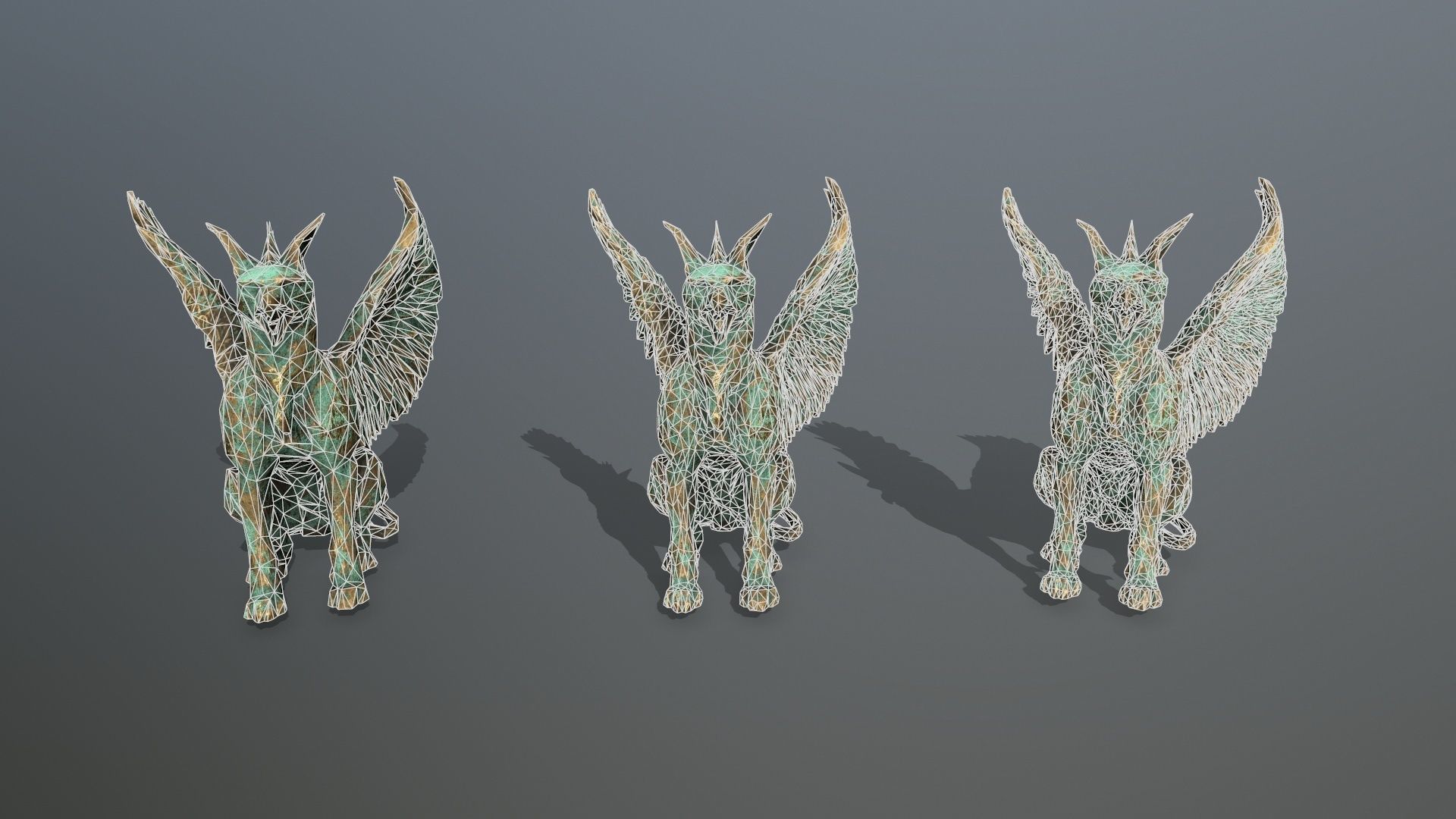 Statue Creature Low-poly 3D model_14