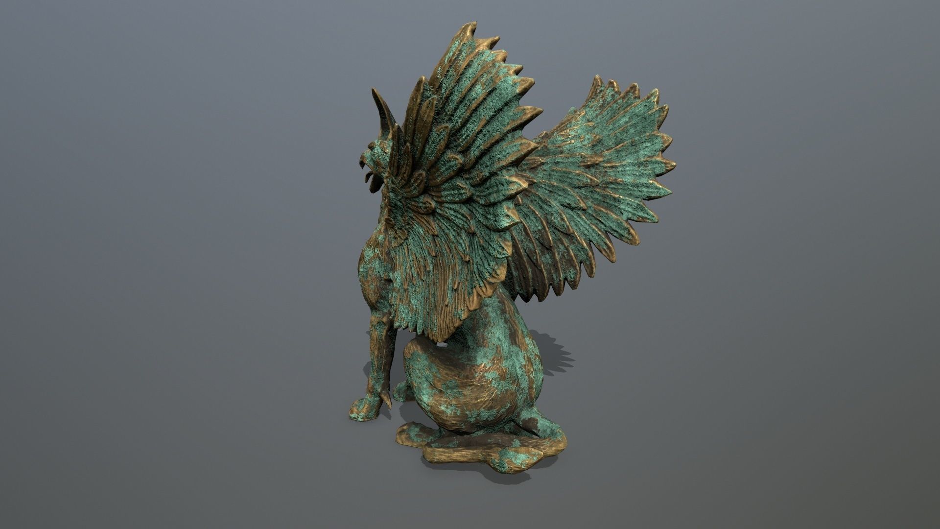 Statue Creature Low-poly 3D model_8