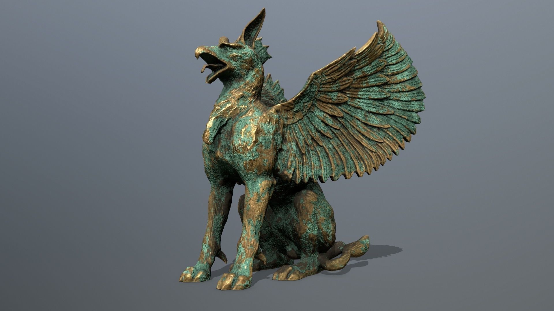 Statue Creature Low-poly 3D model_10