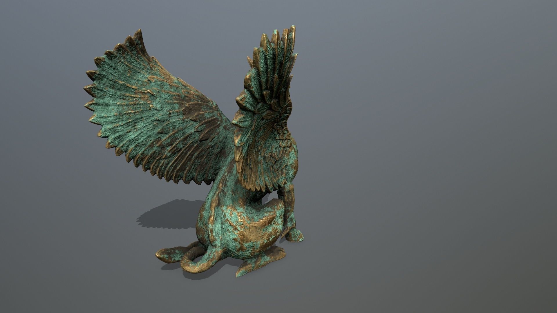Statue Creature Low-poly 3D model_6