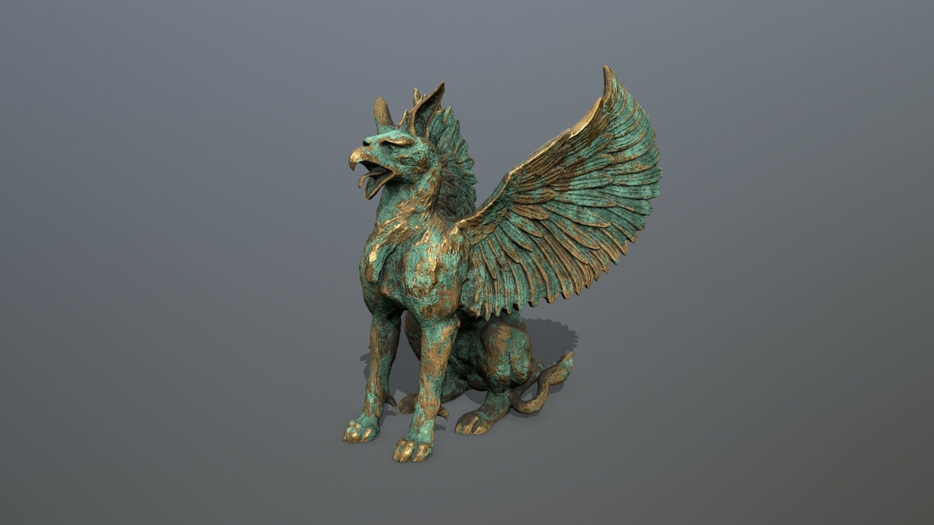 Statue Creature Low-poly 3D model_2