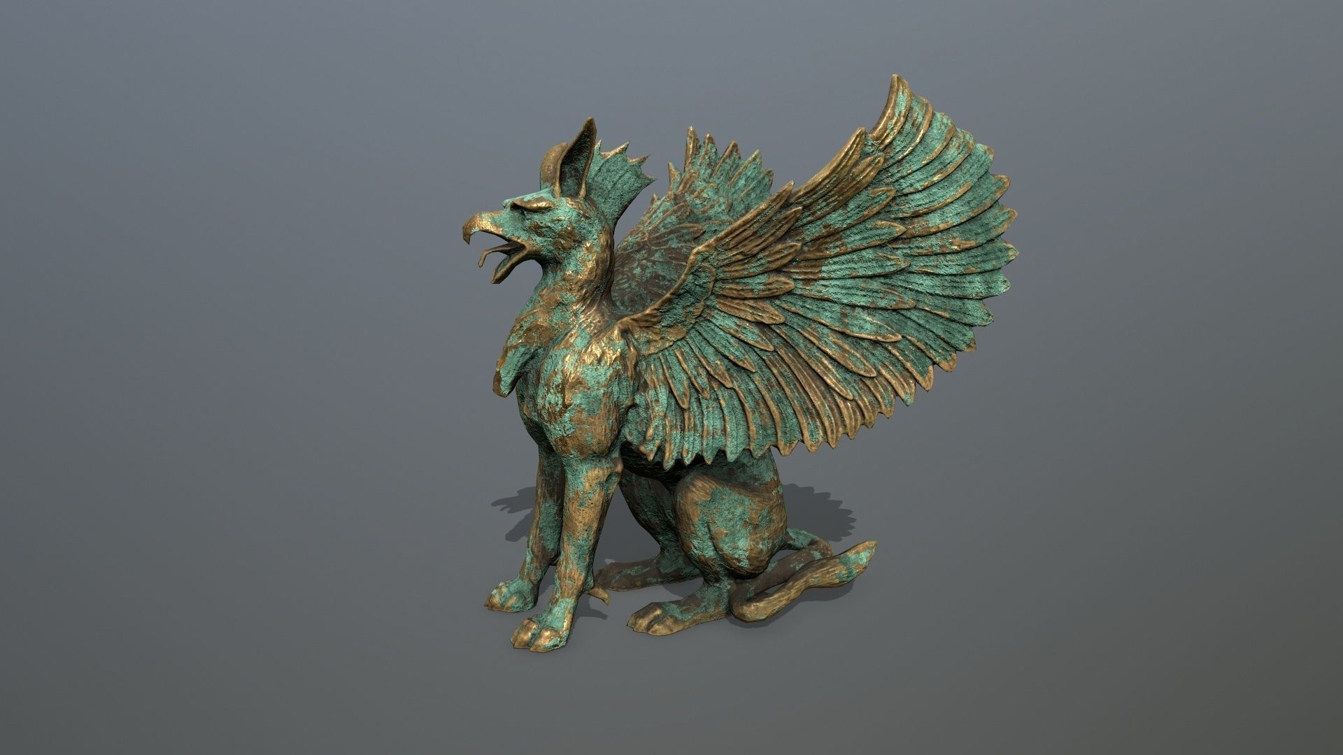 Statue Creature Low-poly 3D model_9