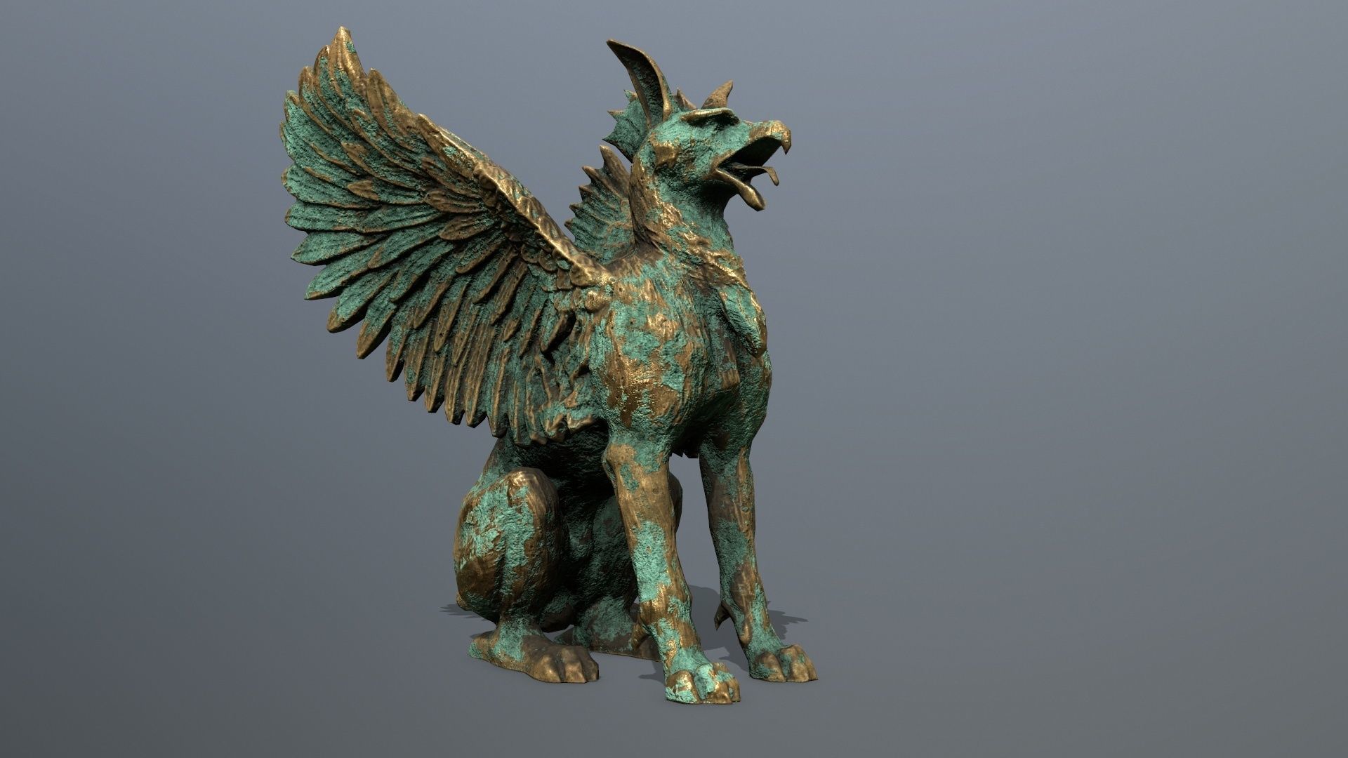 Statue Creature Low-poly 3D model_12