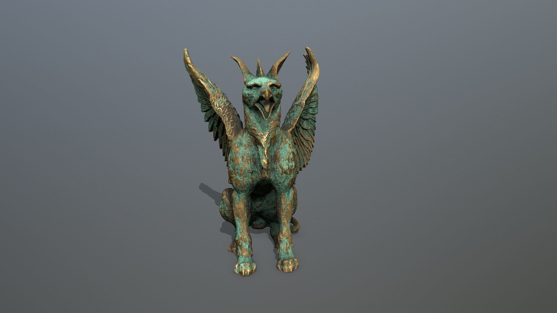 Statue Creature Low-poly 3D model_3
