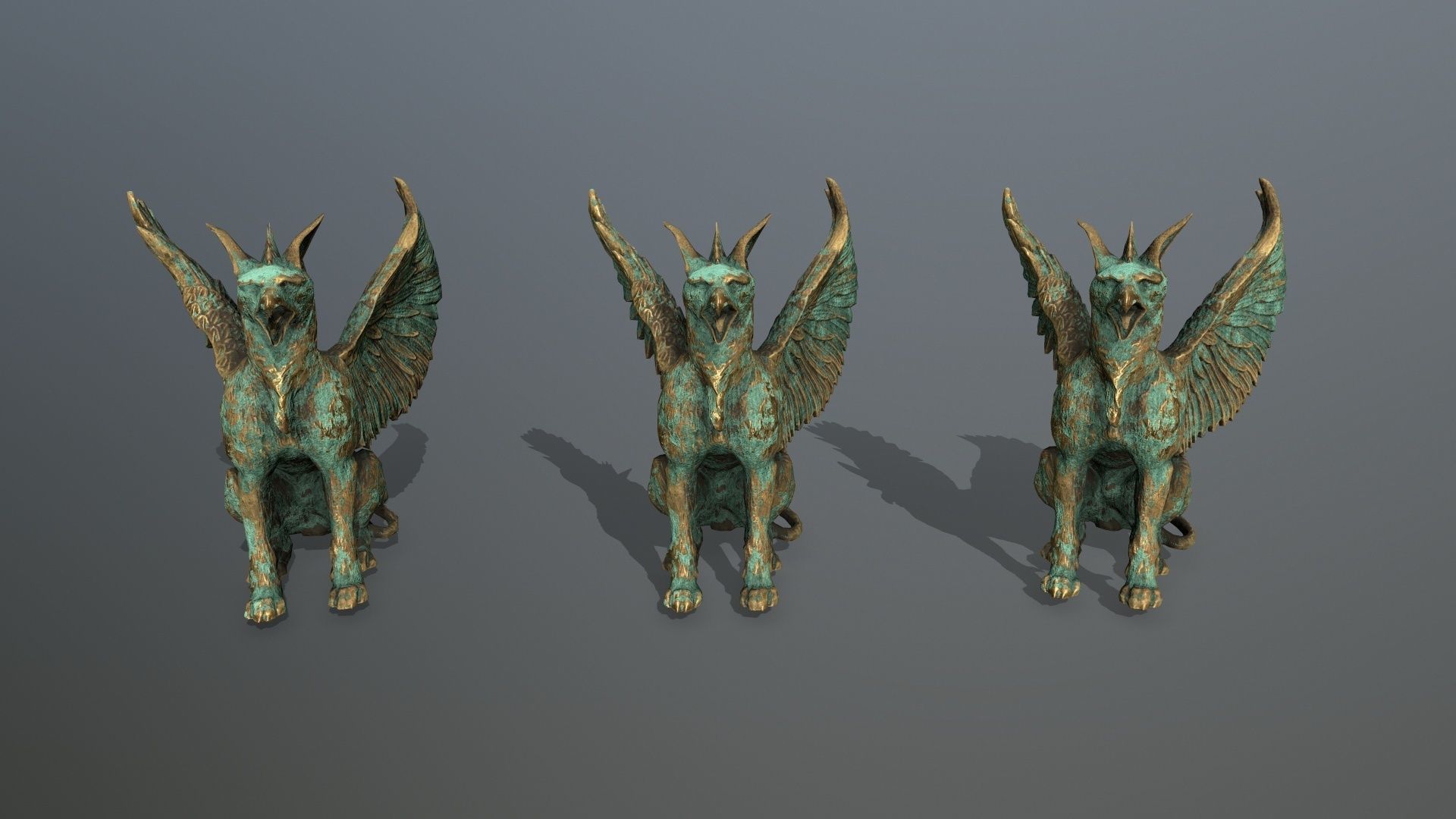 Statue Creature Low-poly 3D model_13