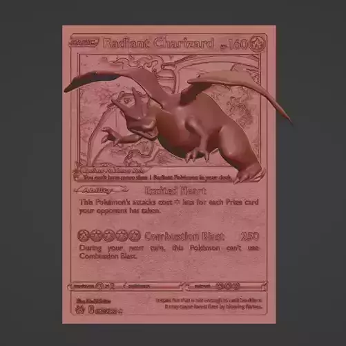 Radiant Charizard 4D Card Fan Custom 3D Printing File Pokemon  Free 3D print model
