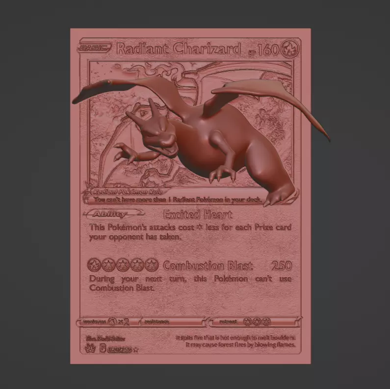 Radiant Charizard 4D Card Fan Custom 3D Printing File Pokemon Free 3D print model