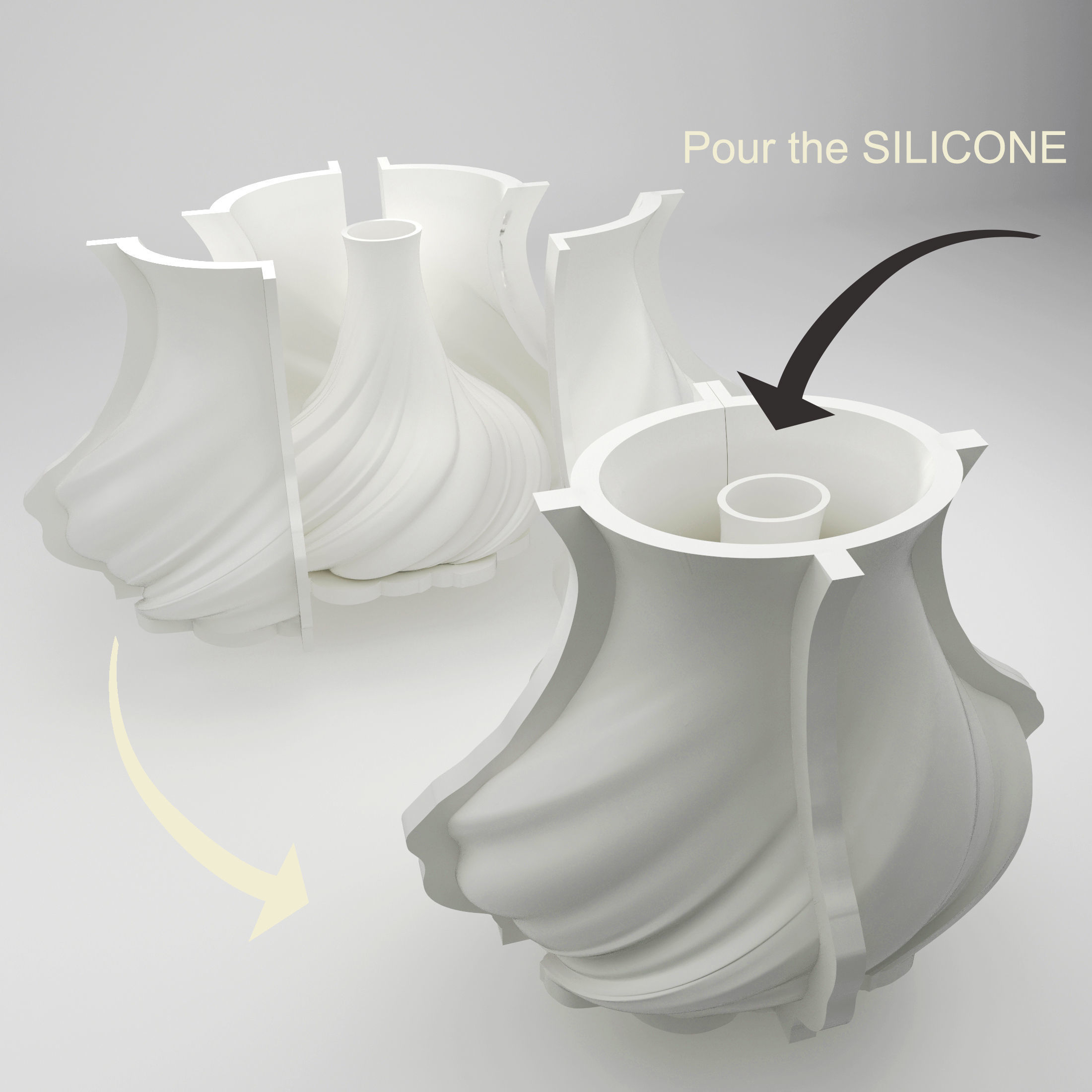 Ice Cream Vase  Silicone Mold Housing 3D print ready model 3D print model_2