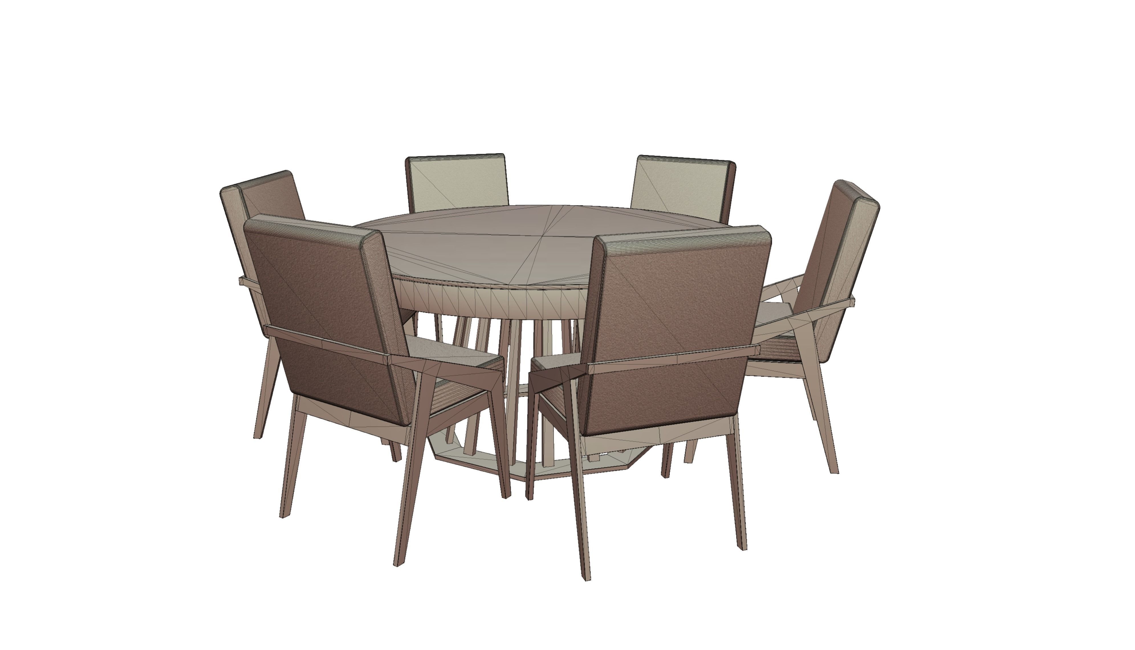 Dining Table with Chairs Low-poly 3D model_9