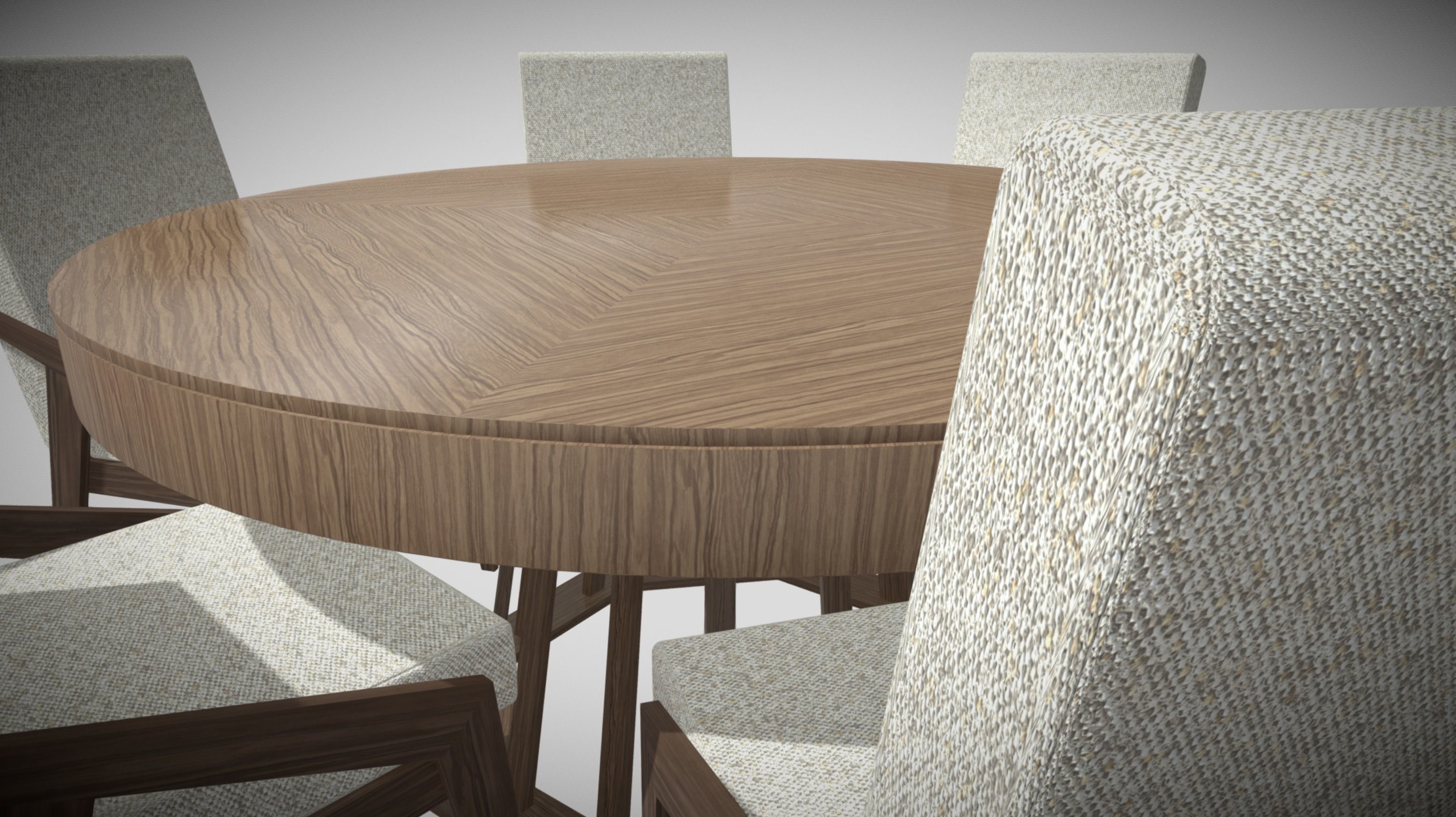 Dining Table with Chairs Low-poly 3D model_10