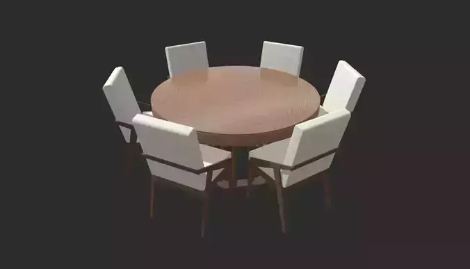 Dining Table with Chairs Low-poly 3D model