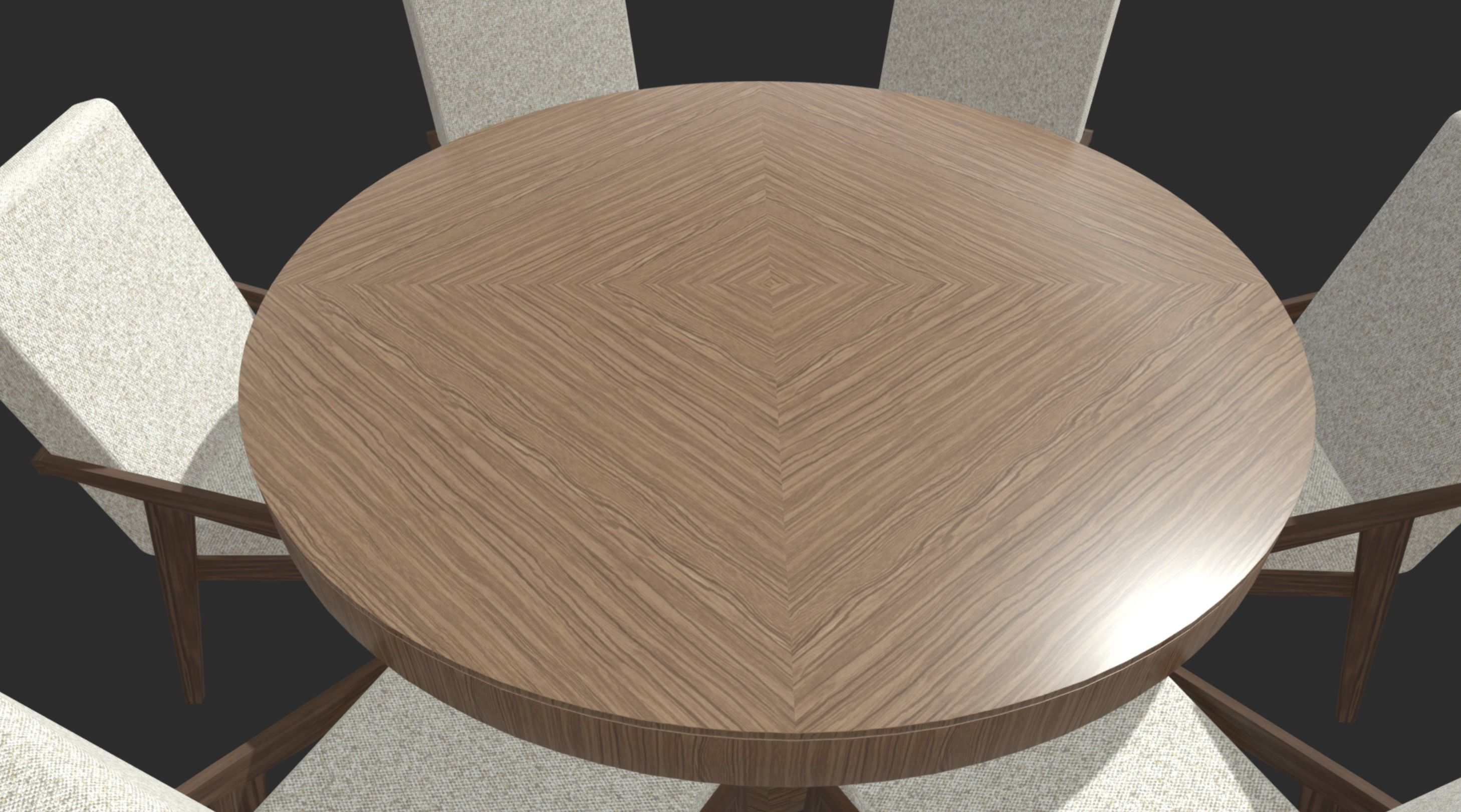 Dining Table with Chairs Low-poly 3D model_4