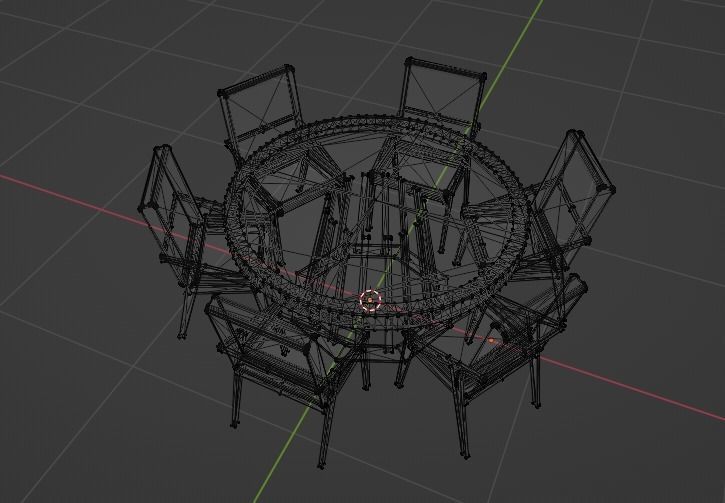 Dining Table with Chairs Low-poly 3D model_8