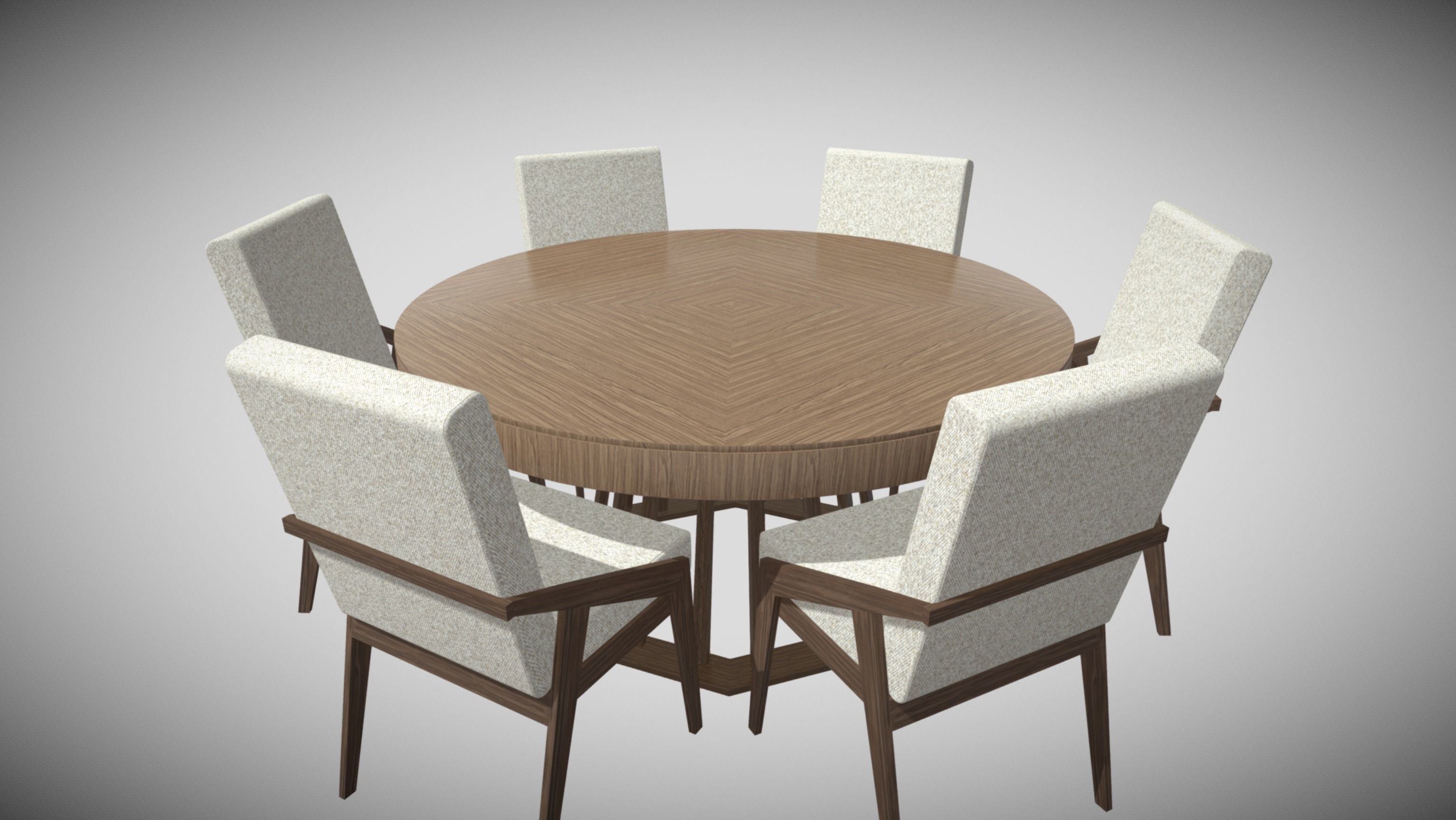 Dining Table with Chairs Low-poly 3D model_6