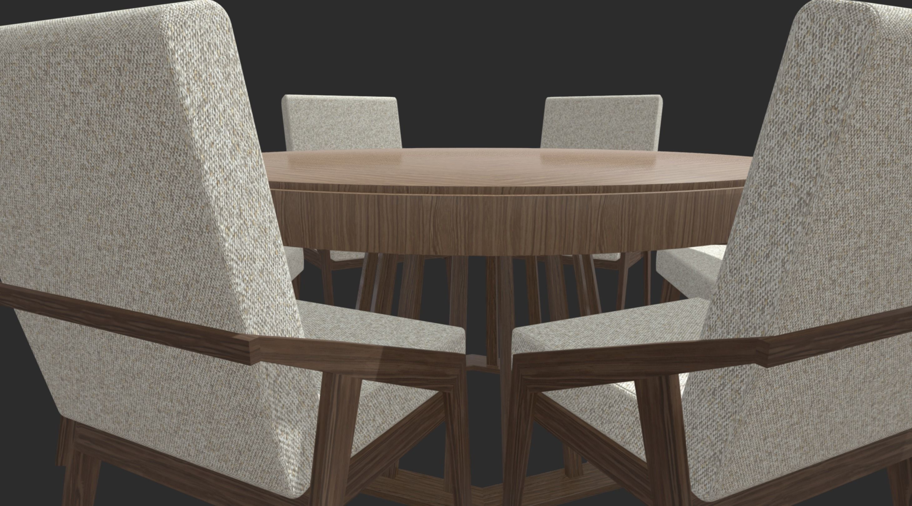 Dining Table with Chairs Low-poly 3D model_11