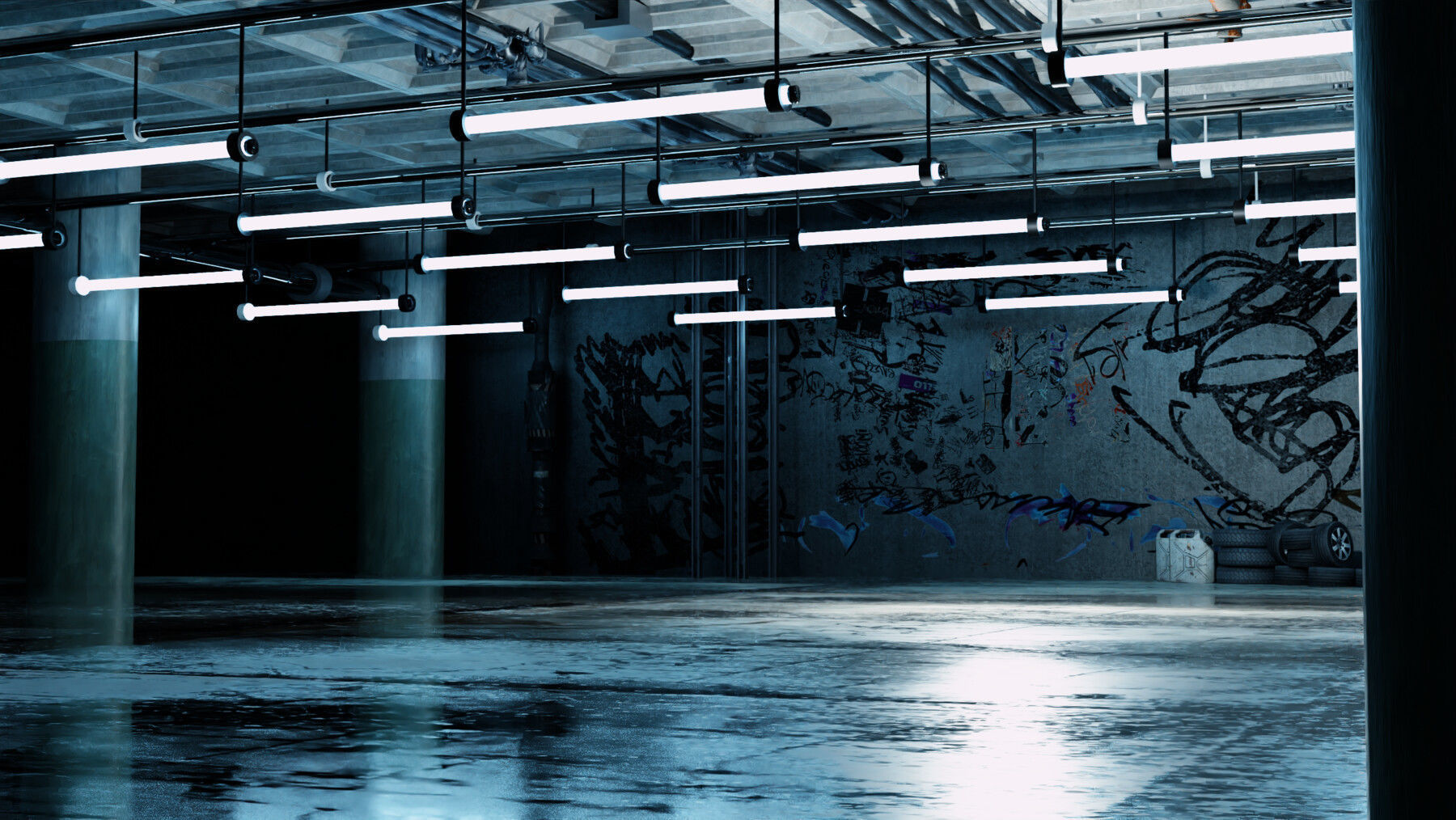 Free Underground Garage 3D Model Textured Free 3D model_8