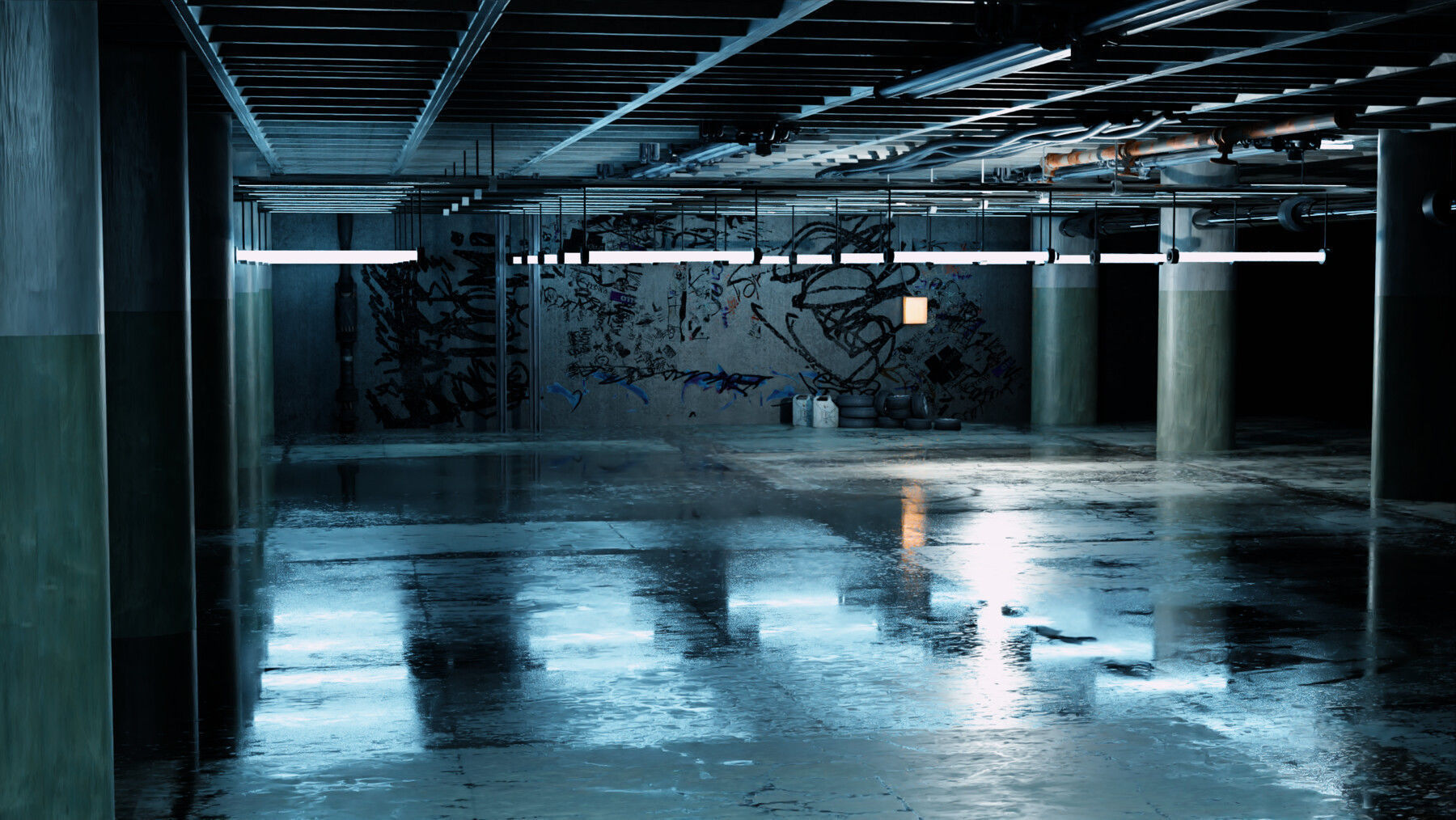 Free Underground Garage 3D Model Textured Free 3D model_9