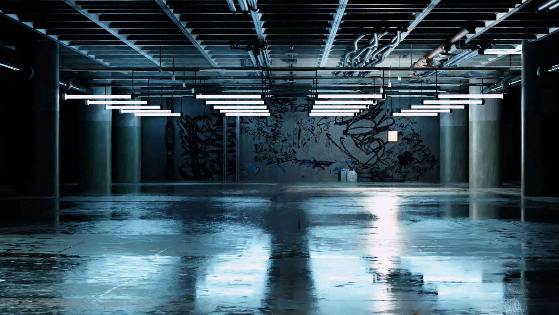 Free Underground Garage 3D Model Textured Free 3D model_0