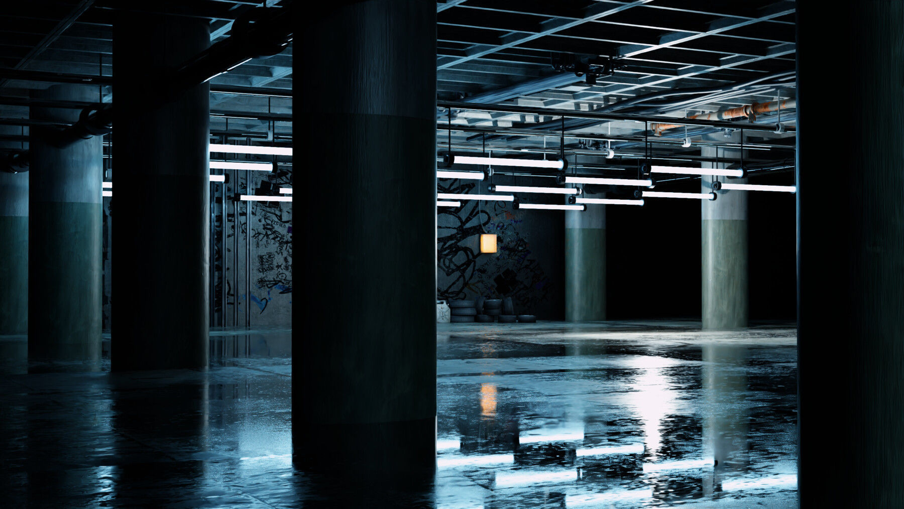 Free Underground Garage 3D Model Textured Free 3D model_7