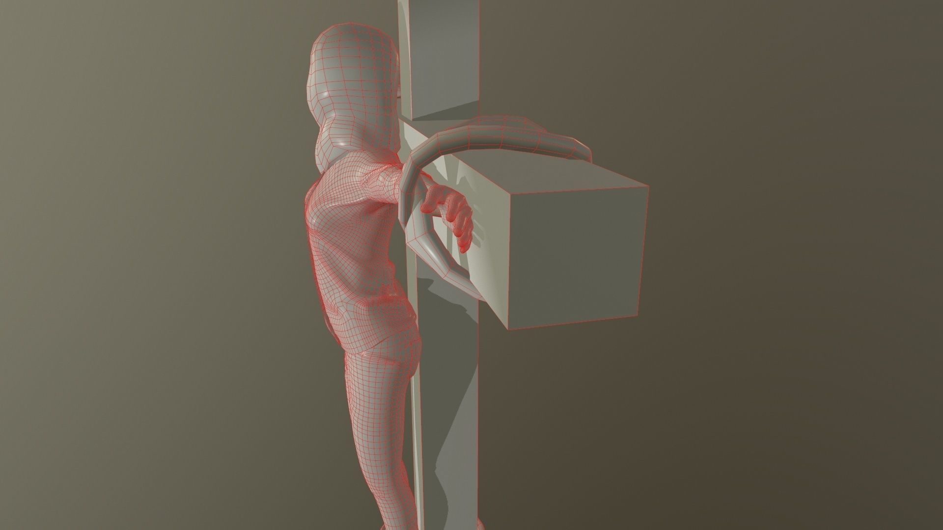Crucified dead woman Low-poly 3D model_13