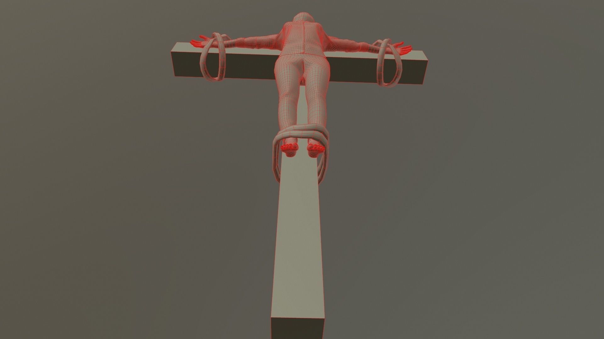 Crucified dead woman Low-poly 3D model_17