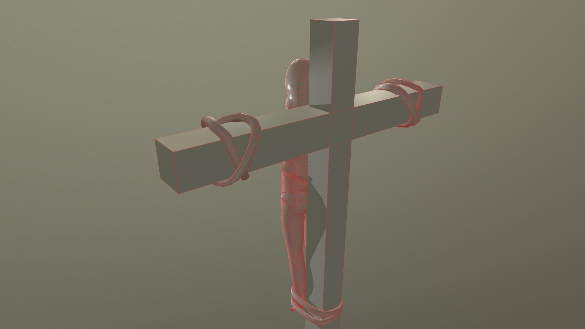 Crucified dead woman Low-poly 3D model_14