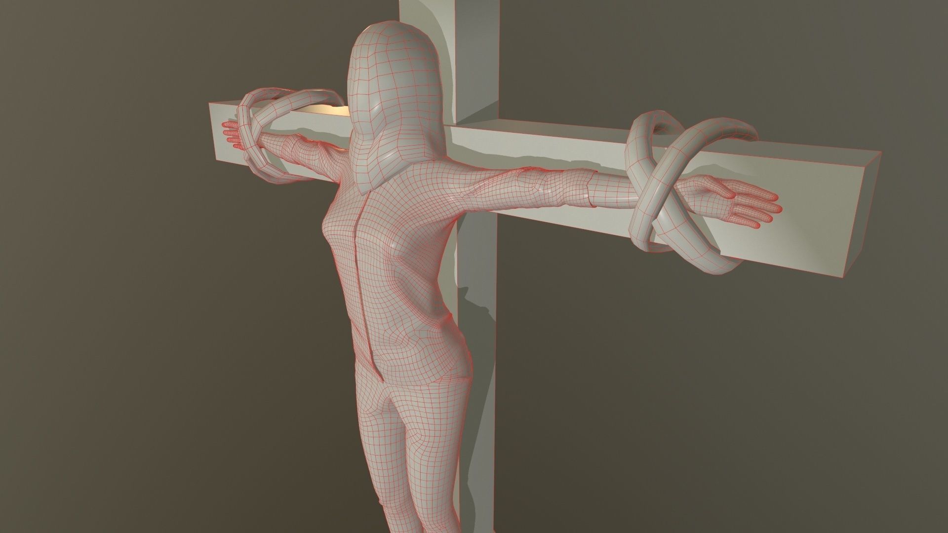 Crucified dead woman Low-poly 3D model_12