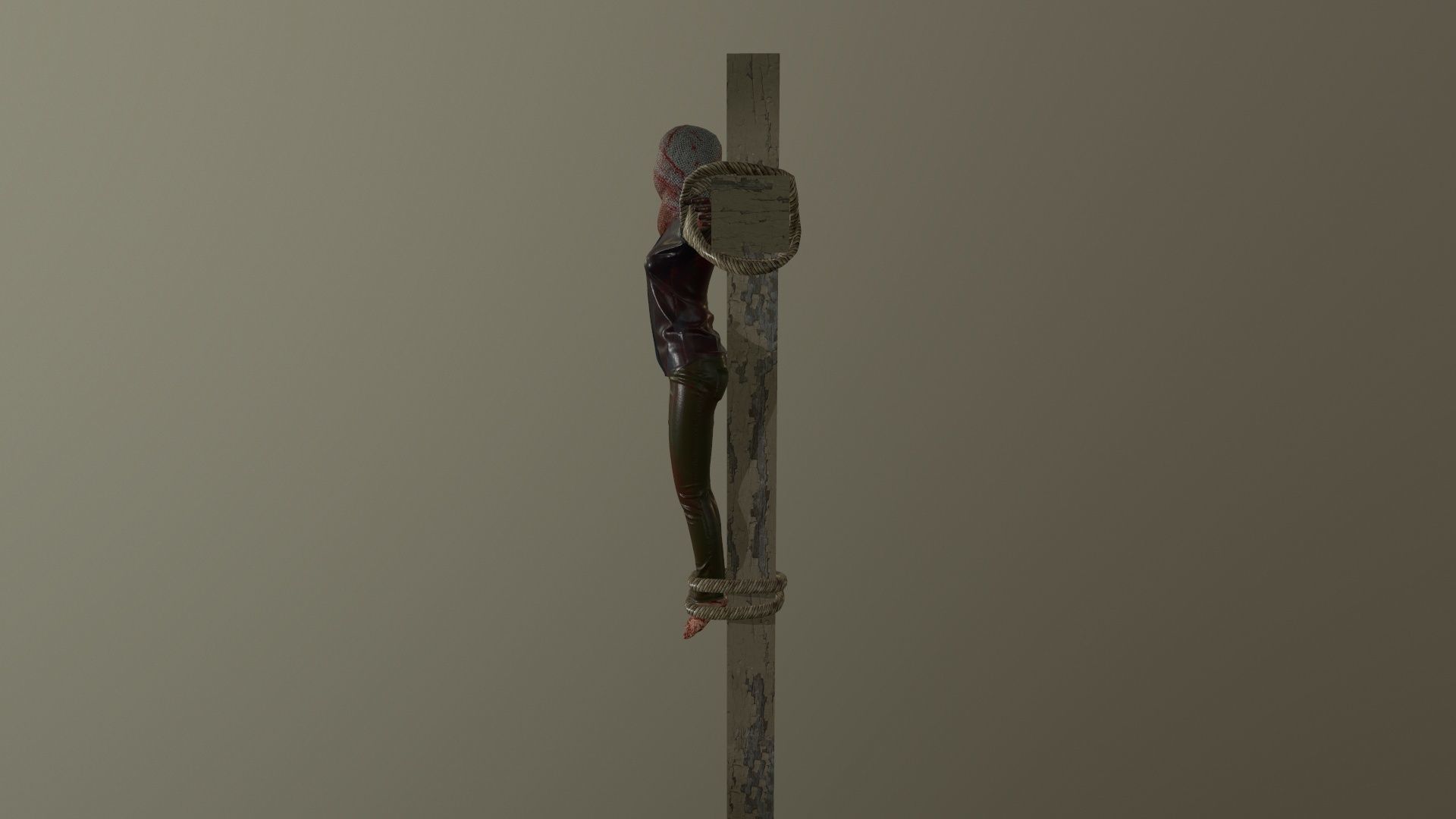 Crucified dead woman Low-poly 3D model_6