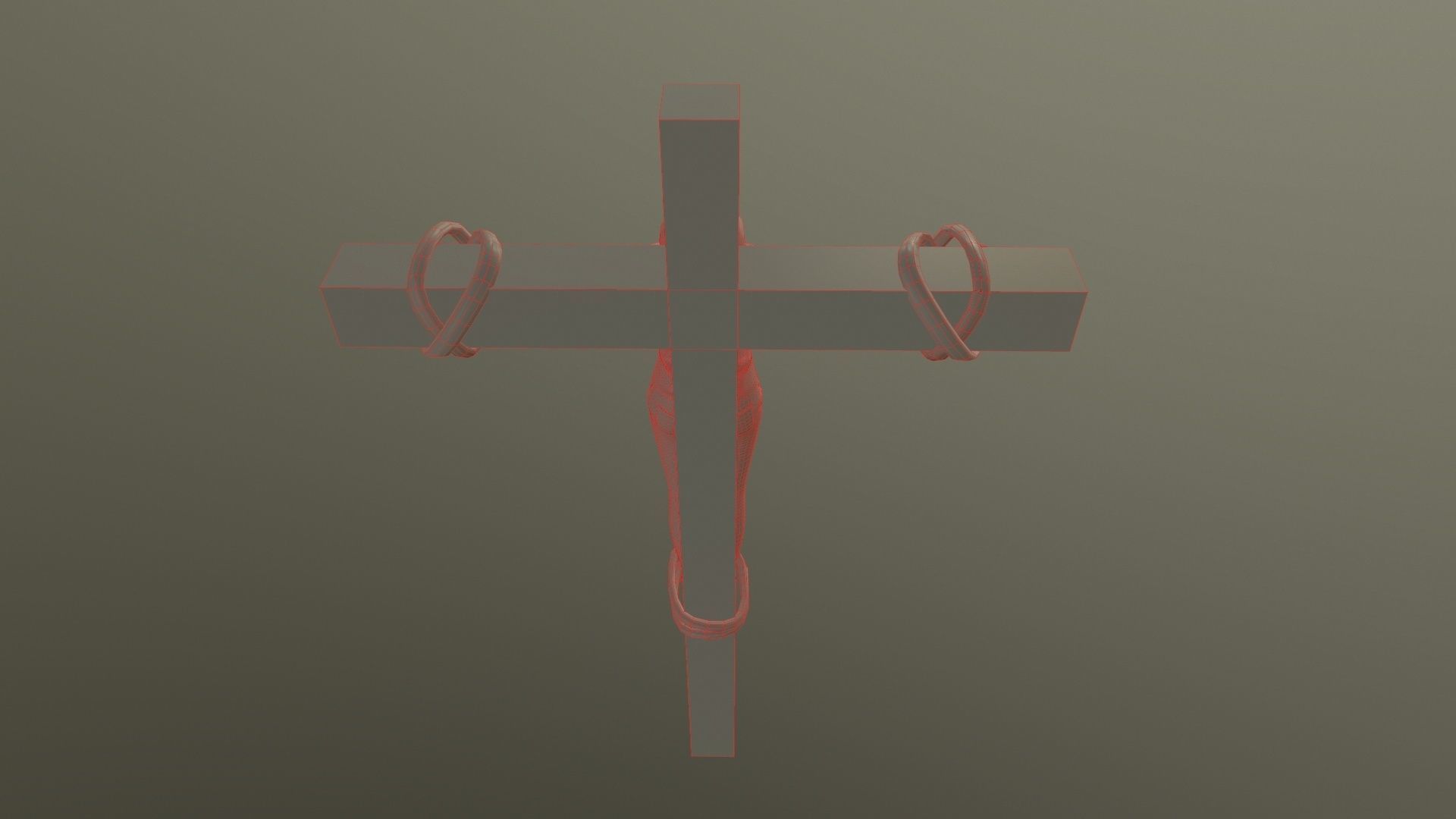Crucified dead woman Low-poly 3D model_19