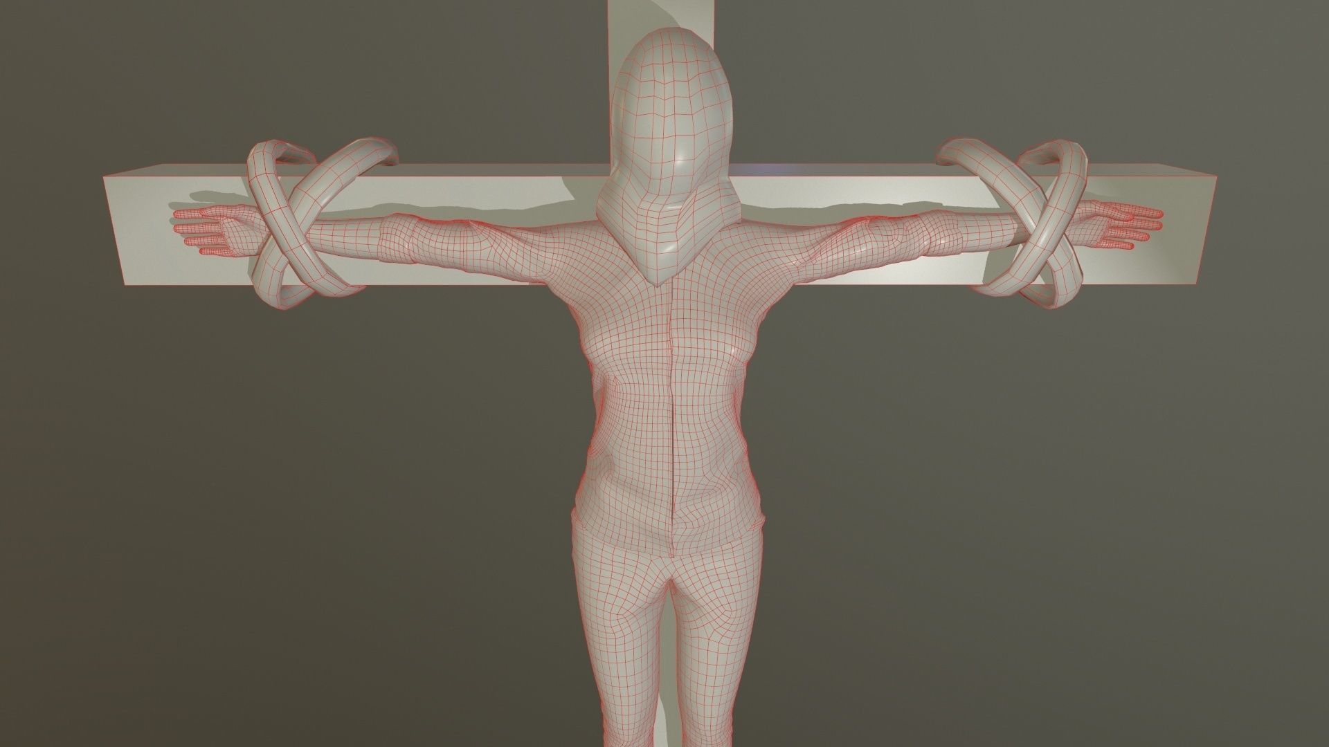 Crucified dead woman Low-poly 3D model_11