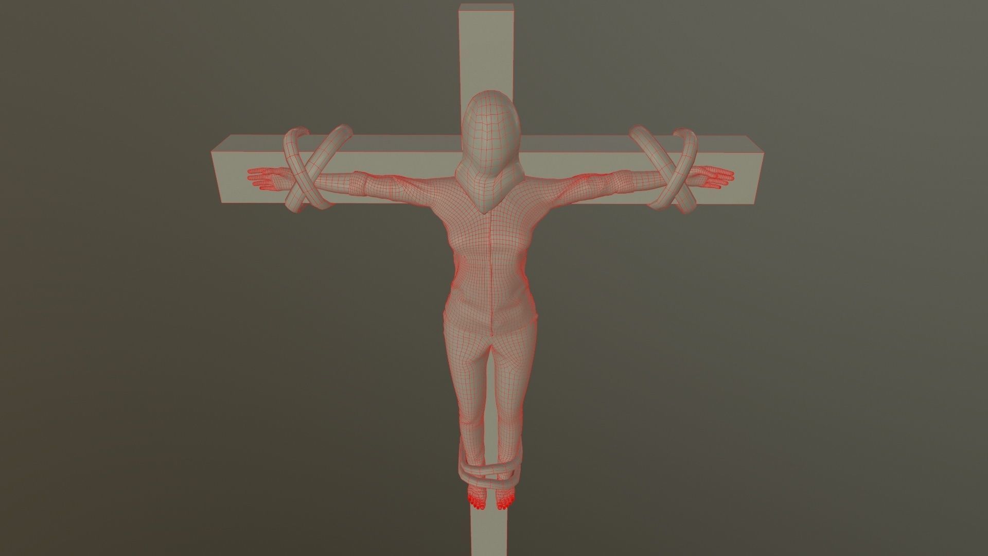 Crucified dead woman Low-poly 3D model_20