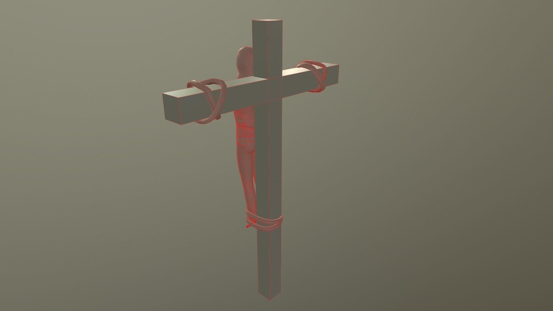 Crucified dead woman Low-poly 3D model_18