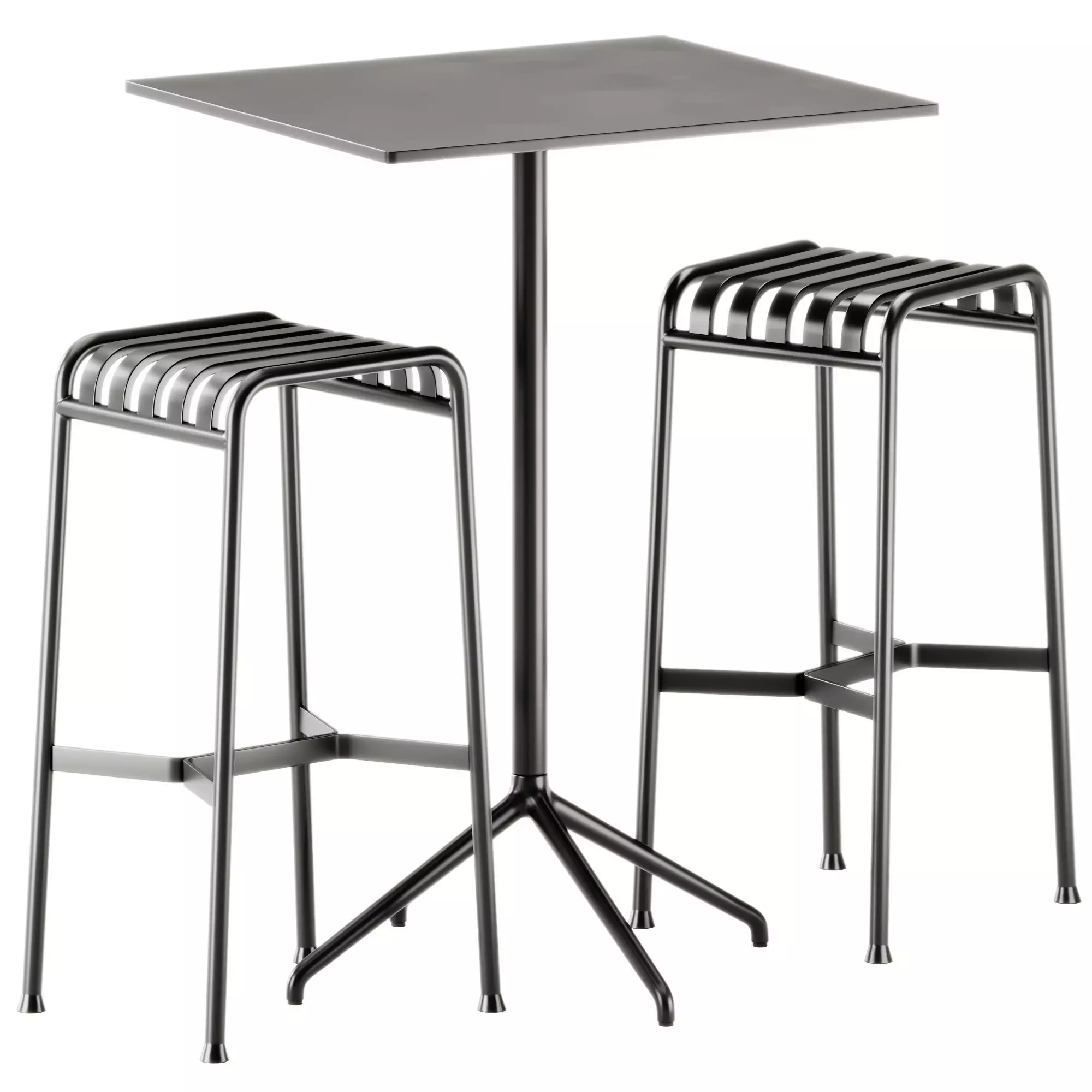 Hay Palissade Bar Stool and Still Cafe Bar Table Square by Muuto 3D model