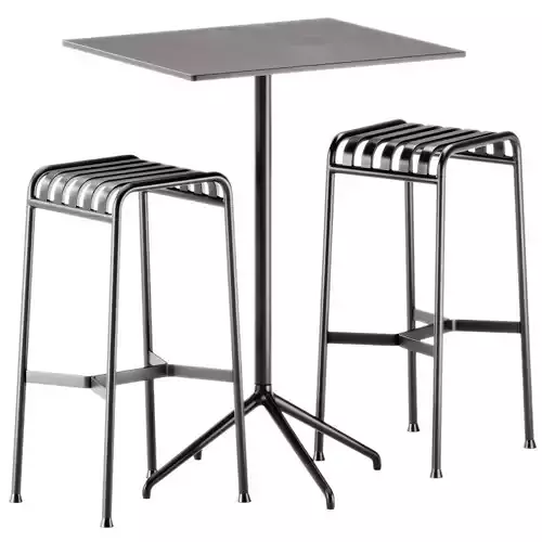 Hay Palissade Bar Stool and Still Cafe Bar Table Square by Muuto