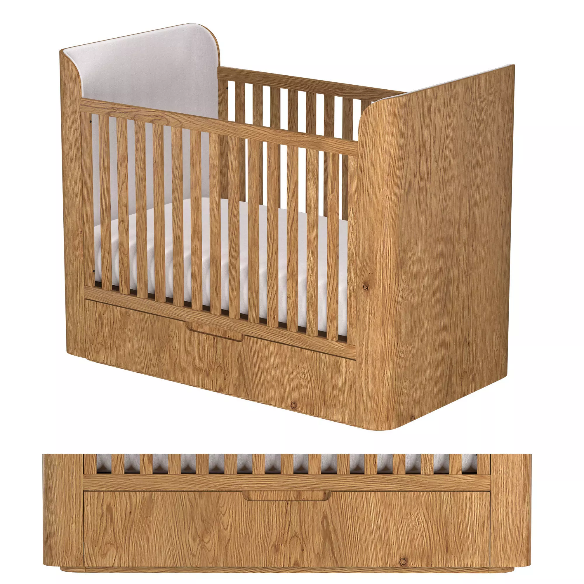 MADERO UPHOLSTERED STORAGE CRIB 3D model