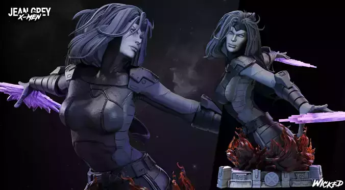 Wicked Marvel Jean Grey Bust ready for 3d printing