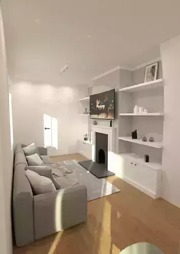 parete attrezzata con camino 3D model