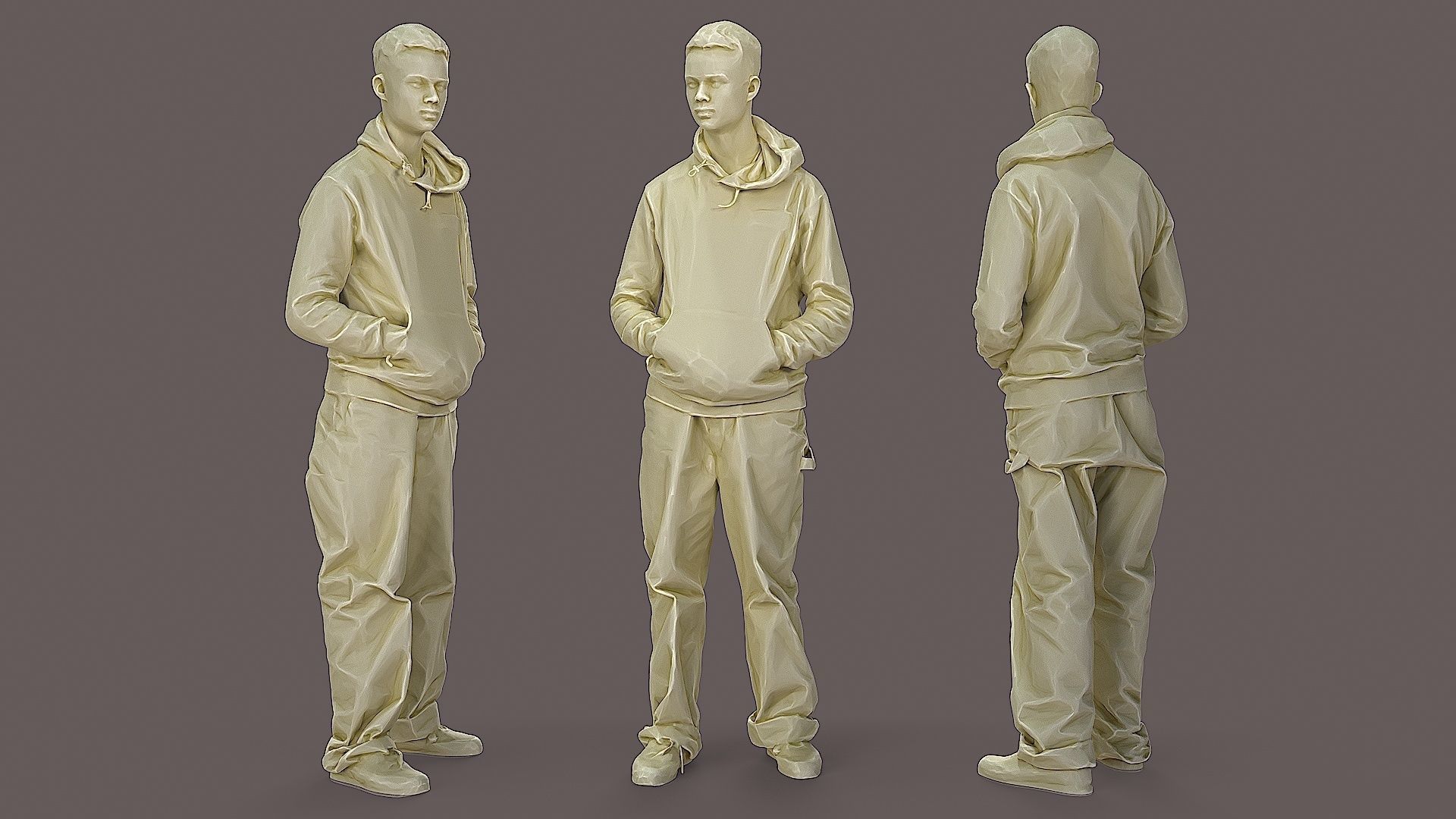 Thoughtful Observer Young Man in NASA Hoodie and Jumpsuit 3D model_2