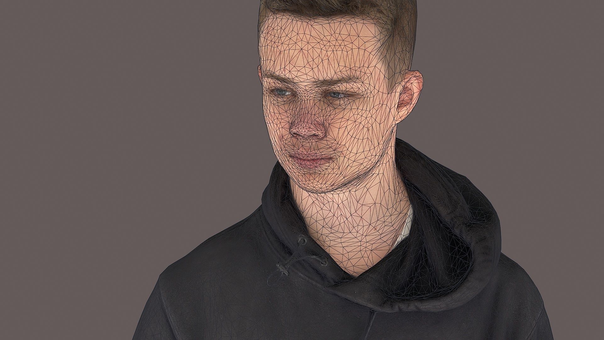 Thoughtful Observer Young Man in NASA Hoodie and Jumpsuit 3D model_8