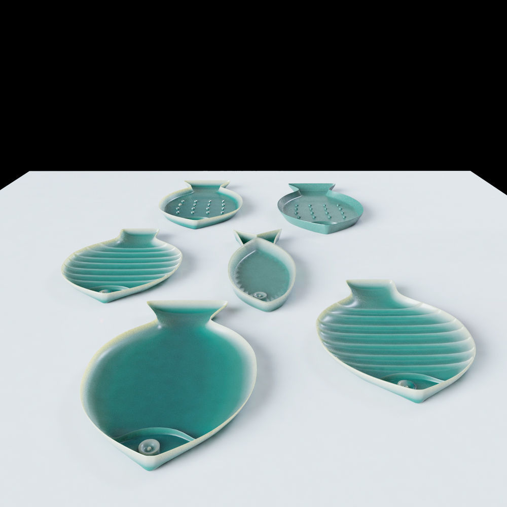 Porcelain Fish plates 3D model_2
