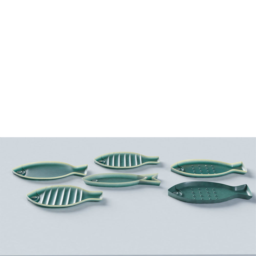 Porcelain Fish plates 3D model_1