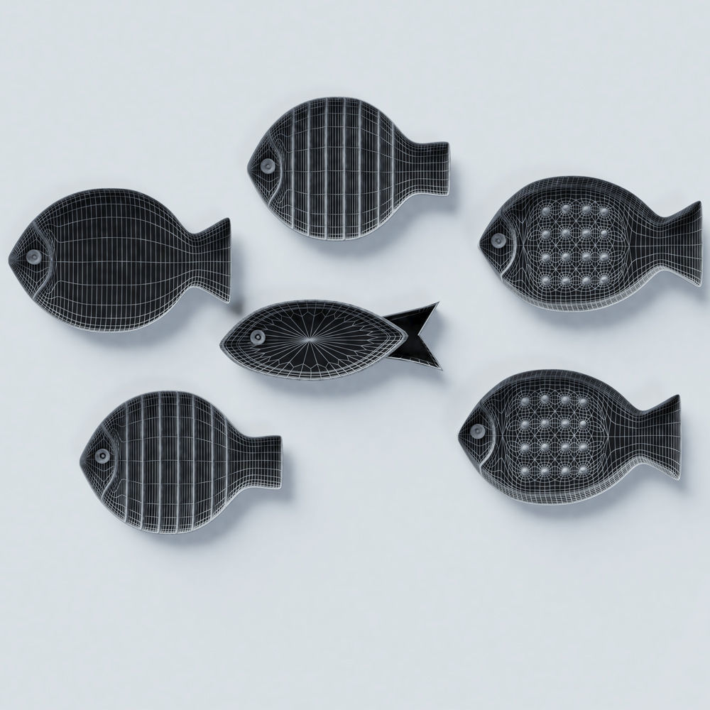 Porcelain Fish plates 3D model_3