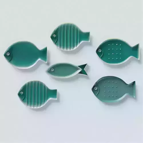 Porcelain Fish plates 3D model Porcelain Fish plates 3D model