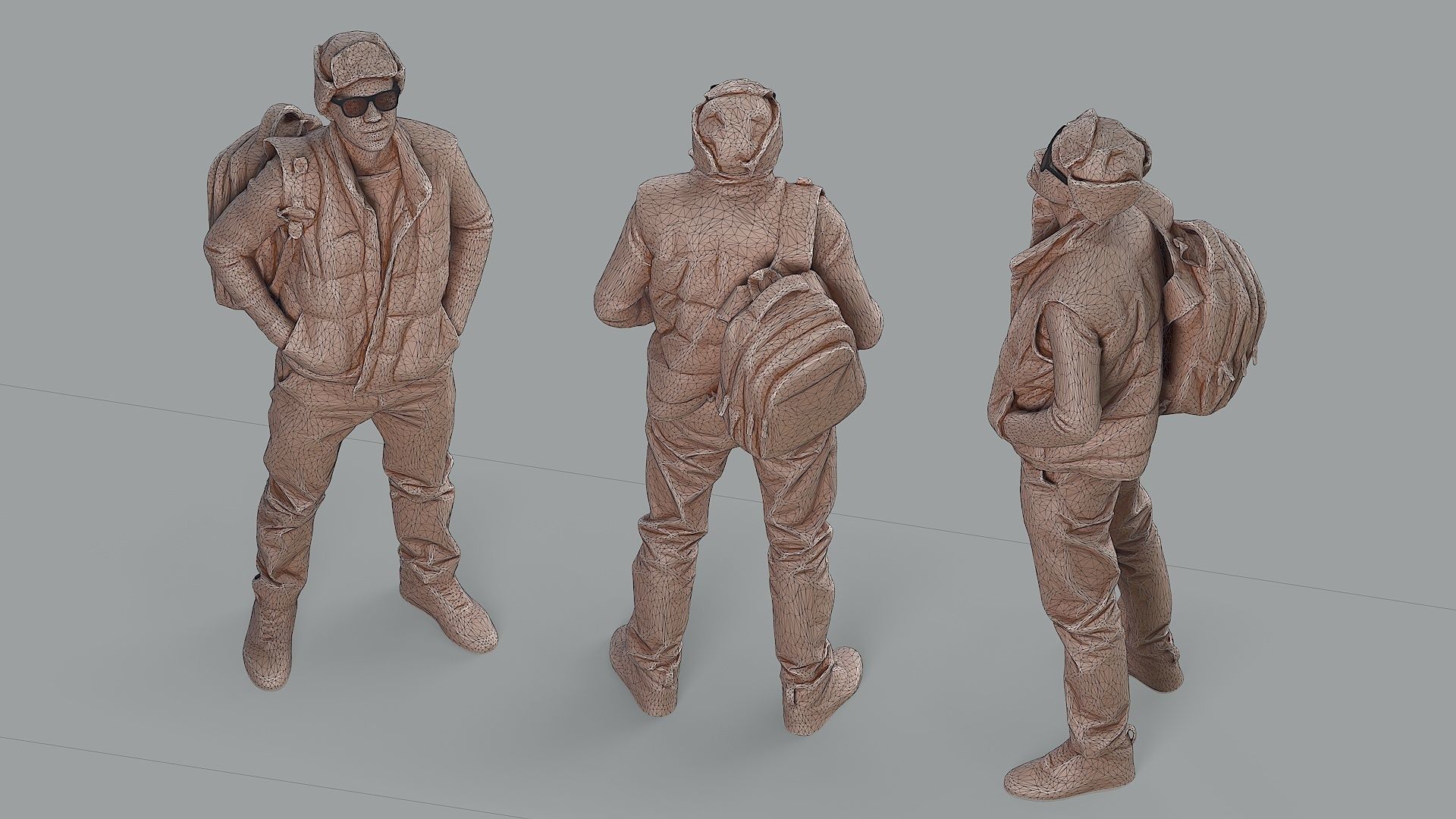 Curious Onlooker Young Man in Vest and Ushanka Hat 3D model_8