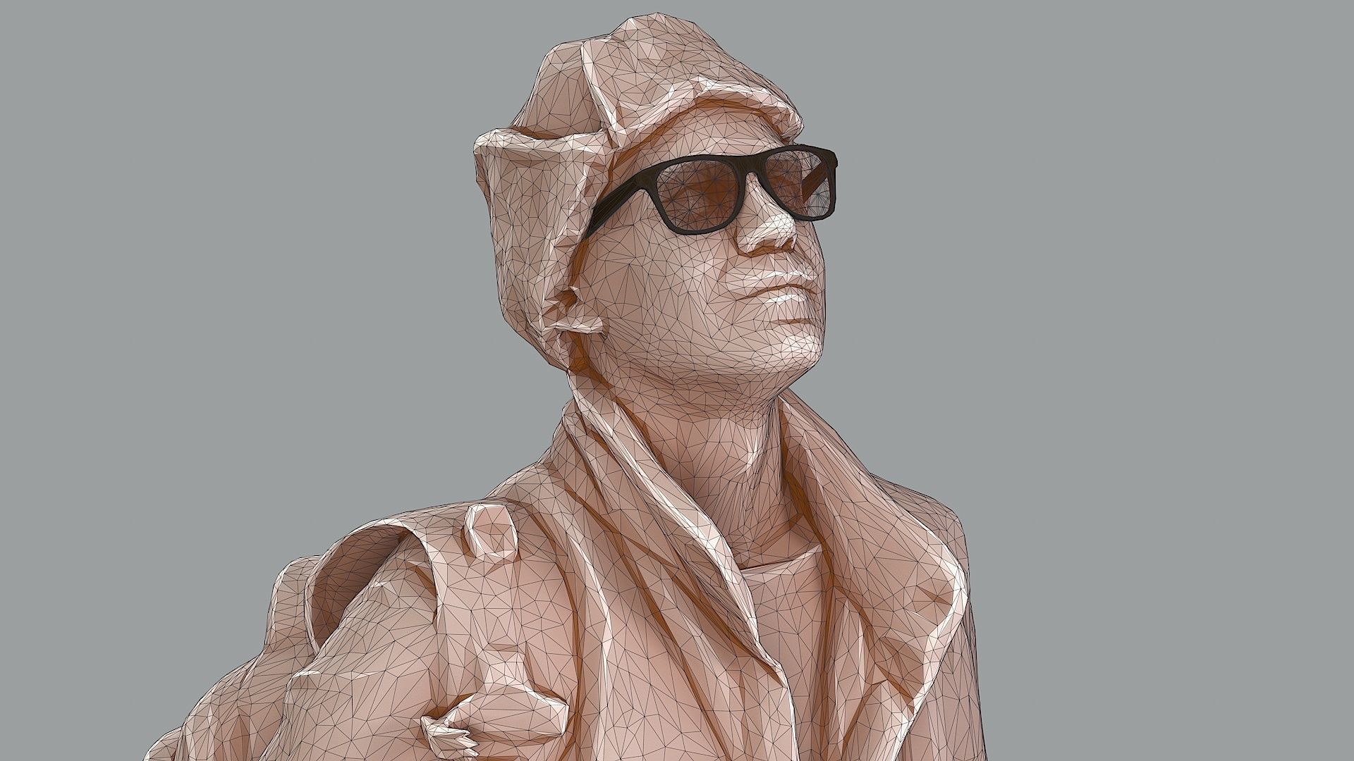 Curious Onlooker Young Man in Vest and Ushanka Hat 3D model_11